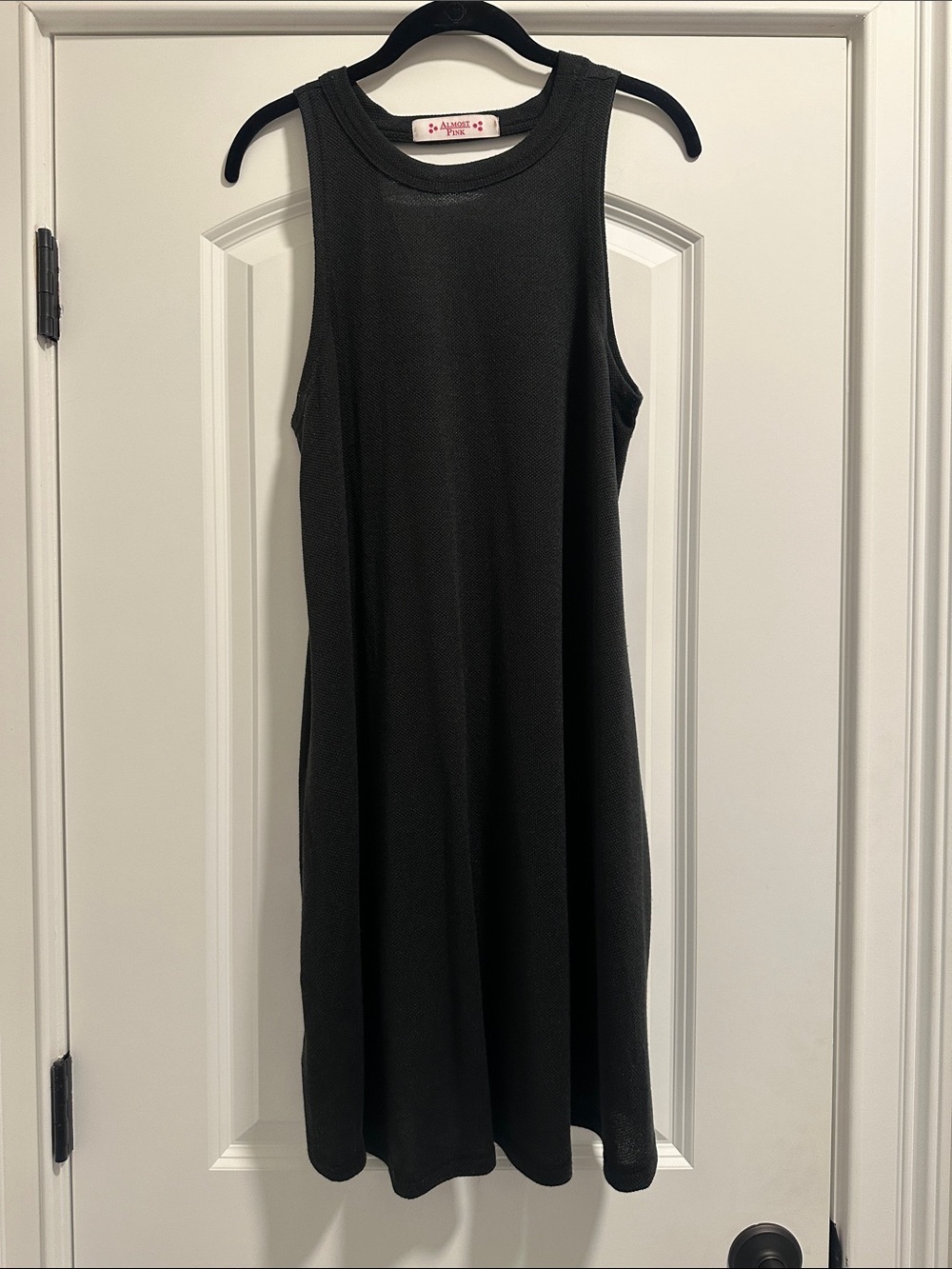 Almost Pink Black Sleeveless Knit Mini Dress